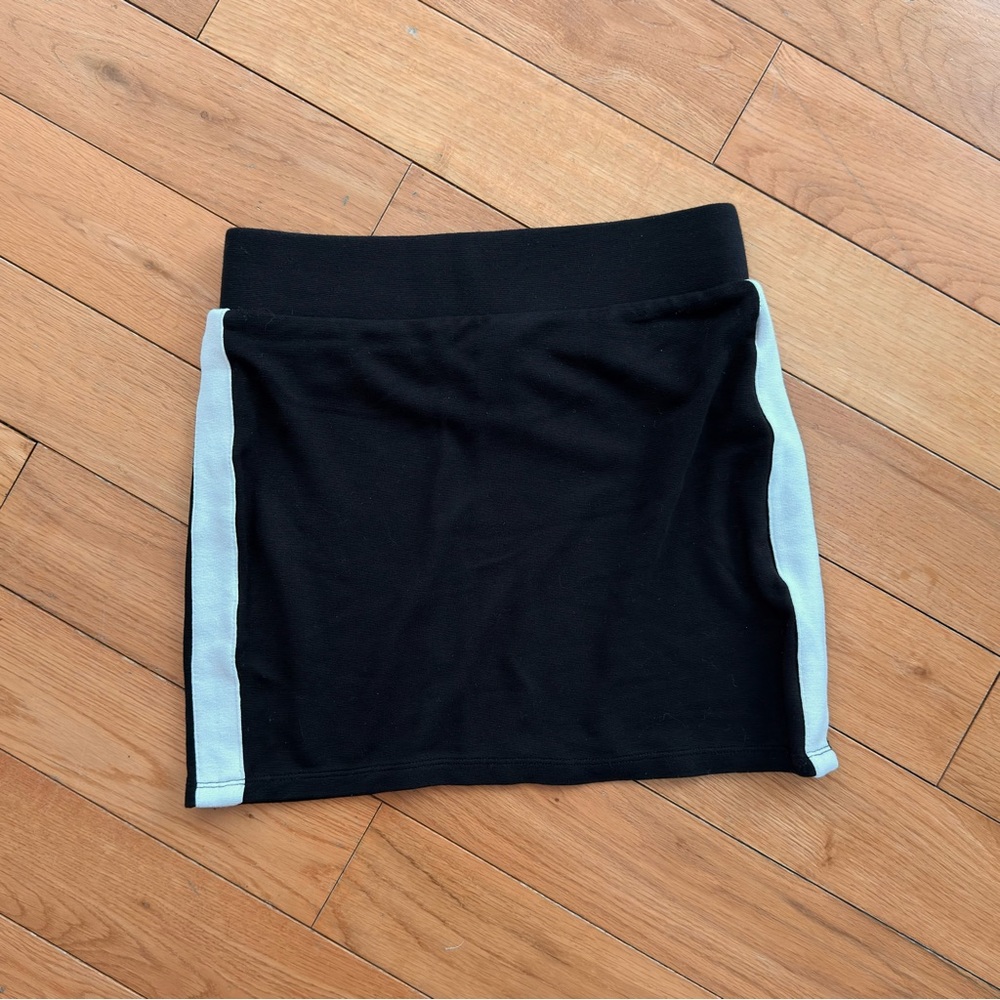 Forever 21 Sporty Black Mini Skirt with White Stripes